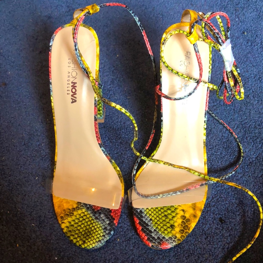 Fashion nova snake print heels